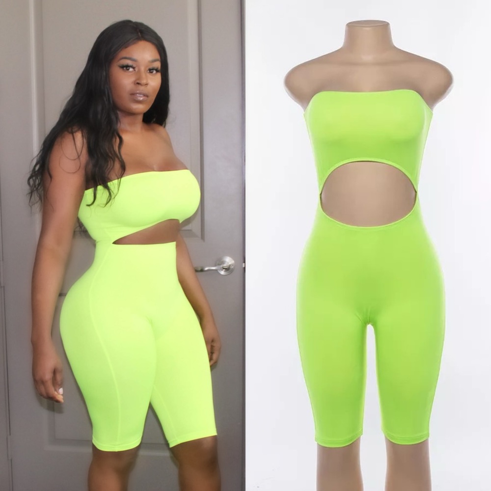 Slim Fit Neon 1 Piece with Cut Out